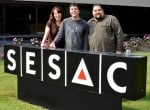 Pictured (from l-r): SESAC’s Amy Beth Hale, Rickman and SESAC’s Tim Fink. Photo: Peyton Hoge
