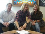 Pictured (l-r): Sony Music Nashville Chairman & CEO Gary Overton, James, Sony Music Nashville A&R Executive VP Renee Bell