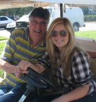 (L-R) WQYK's Jay Roberts enjoys a ride with Margret Durante.