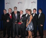 (L-R) Dailey & Vincent band member Joe Dean, Jamie Dailey, band member Jesse Stockman, manager Don Light, Darrin Vincent, band member Jeff Parker, publicist Karen Byrd, band member Christian Davis, sound engineer Key Chang.