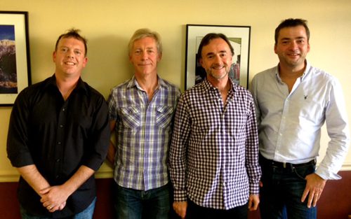 From left to right: AJ Burton (Nettwerk One), Mark Jowett (Nettwerk One), Barry Coburn (Ten Ten Music), Blair McDonald (Nettwerk One)