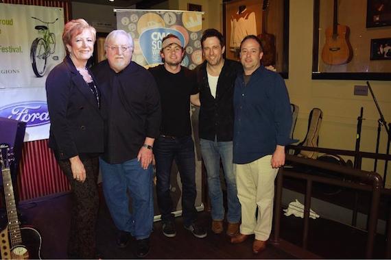 Pictured (L-R): Amy Smart, Country Music Association; Pat Alger; Brandon Lay; Will Hoge; Chris Crawford, Country Music Association at the CMA Presents show at the Hard Rock Cafe Wednesday night