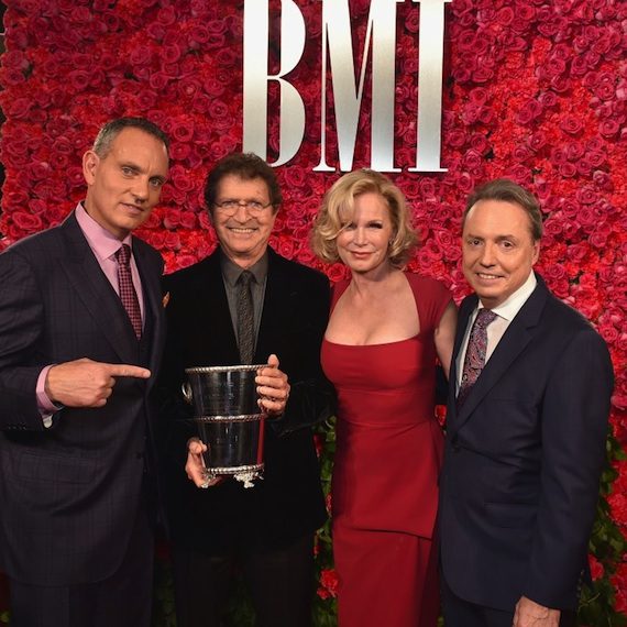 Pictured: (L-R): BMI's Mike O'Neill, BMI songwriter and Icon Mac Davis with his wife Lise Davis and BMI's Jody Williams. Photo: John Shearer