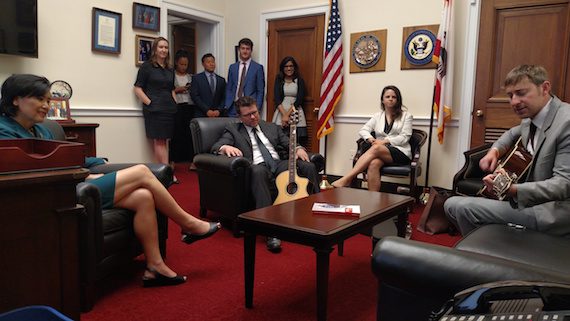 Ashley Gorley performs for Congresswoman Judy Chu and staff. 